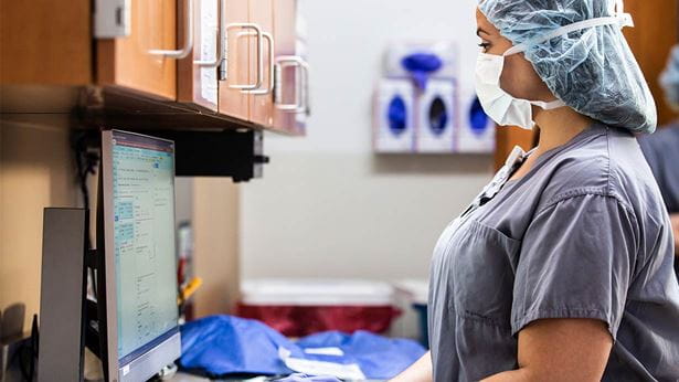 nurse on a computer