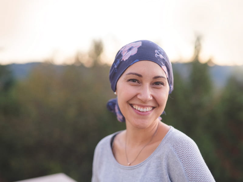 a woman smiling