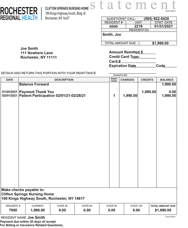 Sample Long Term Care Bill